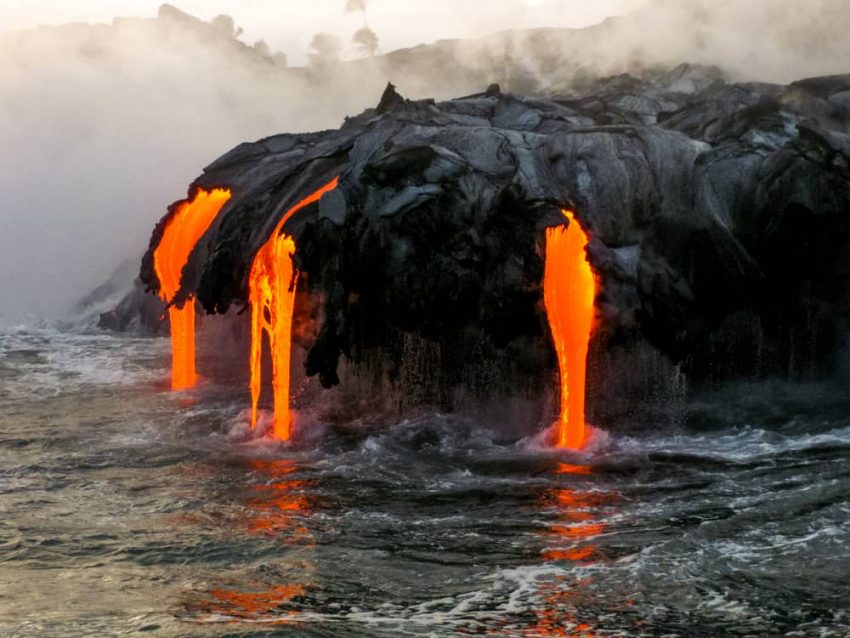 Lava de Volcán en erupción.